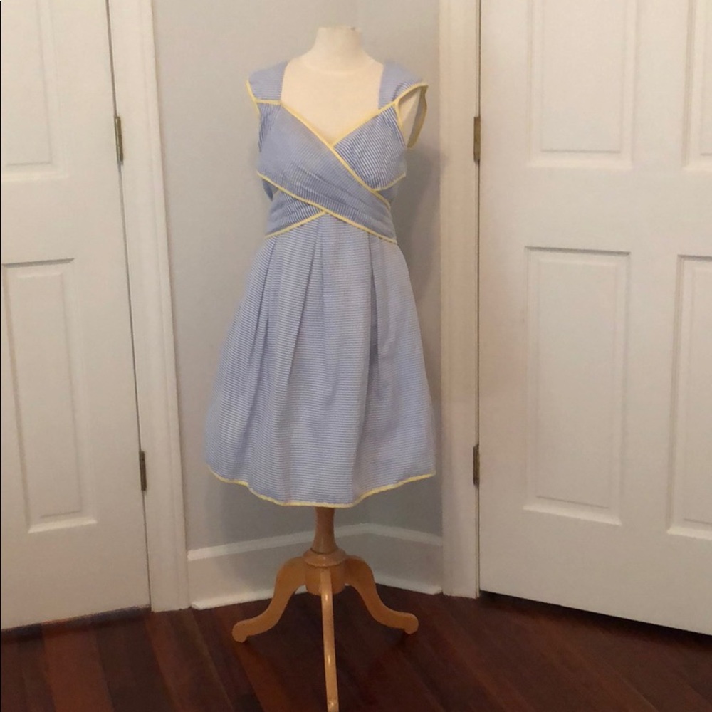 Esley blue seersucker dress